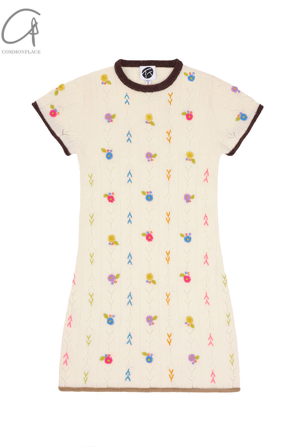 YANYAN KNITS Daisy mini dress YYK-YYW24-0021-XY ivory